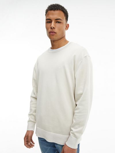 Calvin Klein Ruhák HU171997 | Calvin Klein Plus Size Organic Cotton Silk Férfi Pulóver Szürke